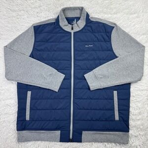 Johnnie O Jacket Mens XXL Wake Blue Barley Full Zip Quilted Hybrid Pockets 2XL